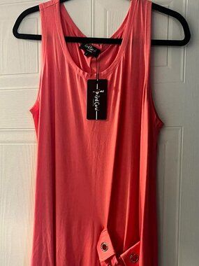 Red Coral Elegant Black Asymmetrical Women's Tunic (C10)